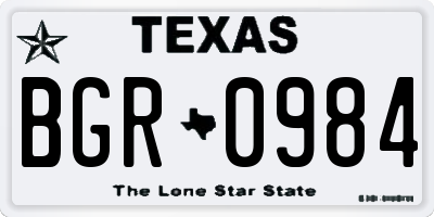 TX license plate BGR0984