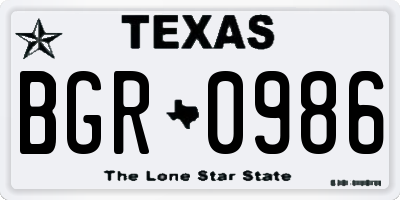 TX license plate BGR0986