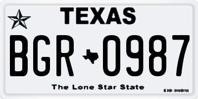 TX license plate BGR0987