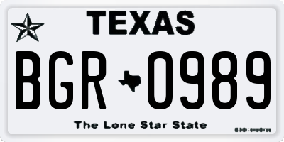 TX license plate BGR0989