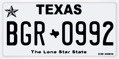 TX license plate BGR0992