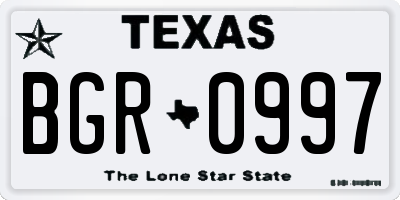 TX license plate BGR0997