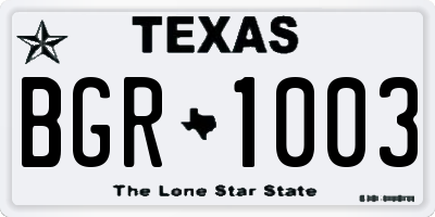 TX license plate BGR1003