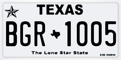 TX license plate BGR1005