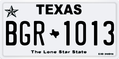 TX license plate BGR1013