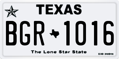TX license plate BGR1016