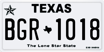 TX license plate BGR1018