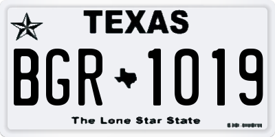 TX license plate BGR1019