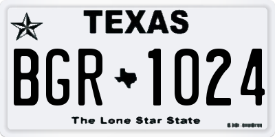 TX license plate BGR1024