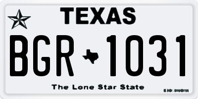 TX license plate BGR1031
