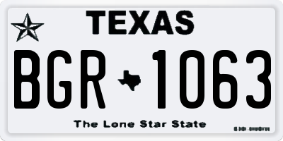 TX license plate BGR1063