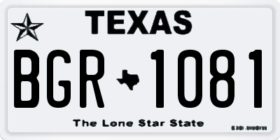 TX license plate BGR1081