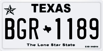 TX license plate BGR1189