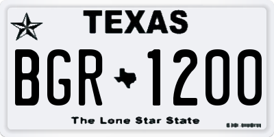 TX license plate BGR1200