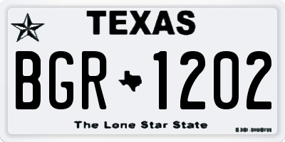 TX license plate BGR1202