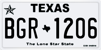 TX license plate BGR1206