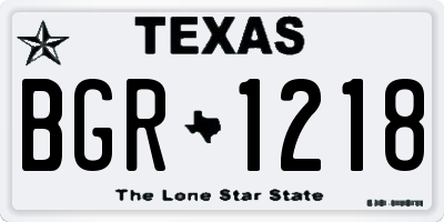 TX license plate BGR1218
