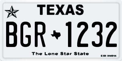TX license plate BGR1232