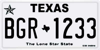 TX license plate BGR1233