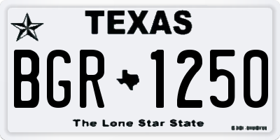 TX license plate BGR1250