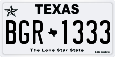 TX license plate BGR1333