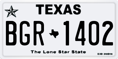 TX license plate BGR1402