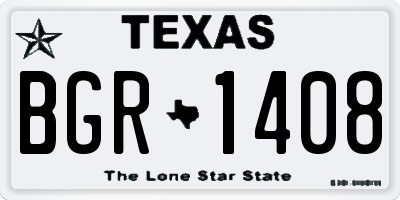 TX license plate BGR1408