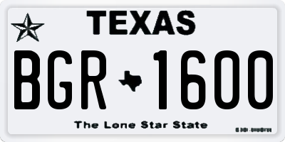 TX license plate BGR1600