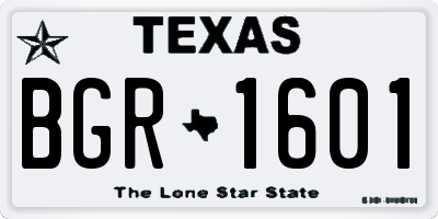 TX license plate BGR1601