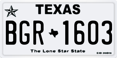 TX license plate BGR1603