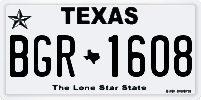 TX license plate BGR1608
