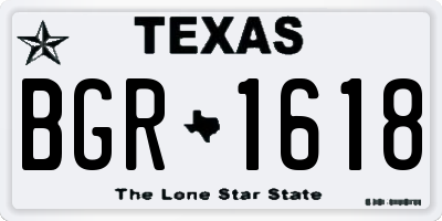 TX license plate BGR1618