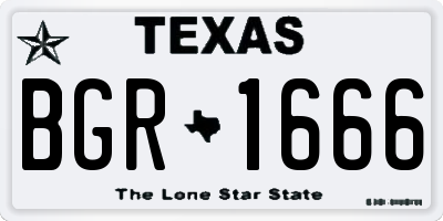 TX license plate BGR1666
