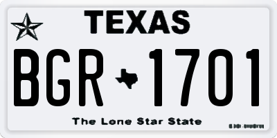 TX license plate BGR1701