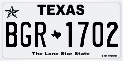 TX license plate BGR1702