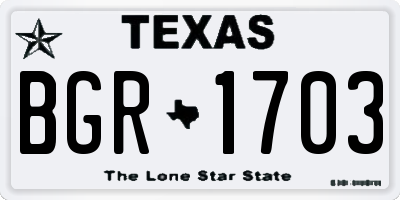 TX license plate BGR1703