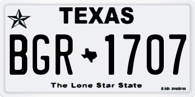 TX license plate BGR1707