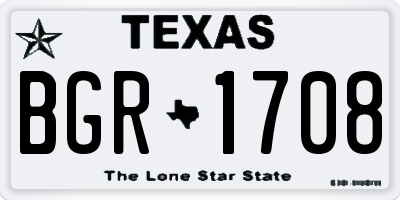 TX license plate BGR1708