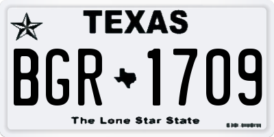 TX license plate BGR1709