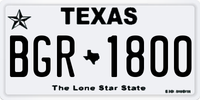TX license plate BGR1800