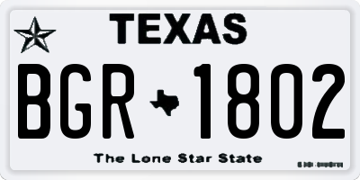 TX license plate BGR1802