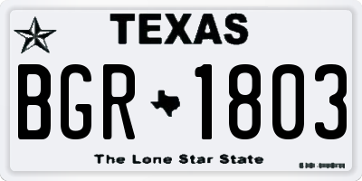 TX license plate BGR1803