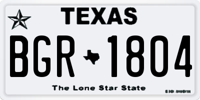 TX license plate BGR1804