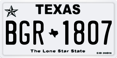 TX license plate BGR1807