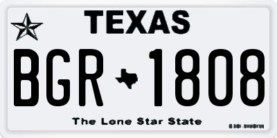 TX license plate BGR1808