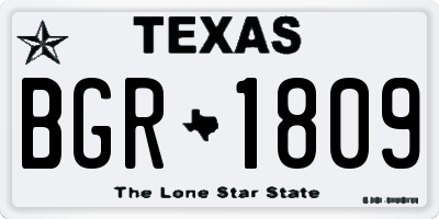 TX license plate BGR1809