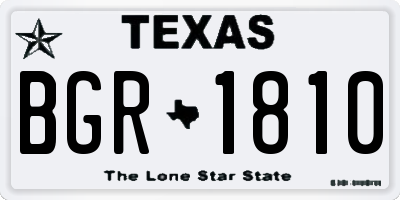 TX license plate BGR1810