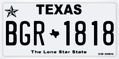 TX license plate BGR1818