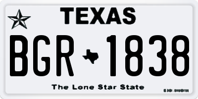 TX license plate BGR1838