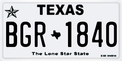 TX license plate BGR1840